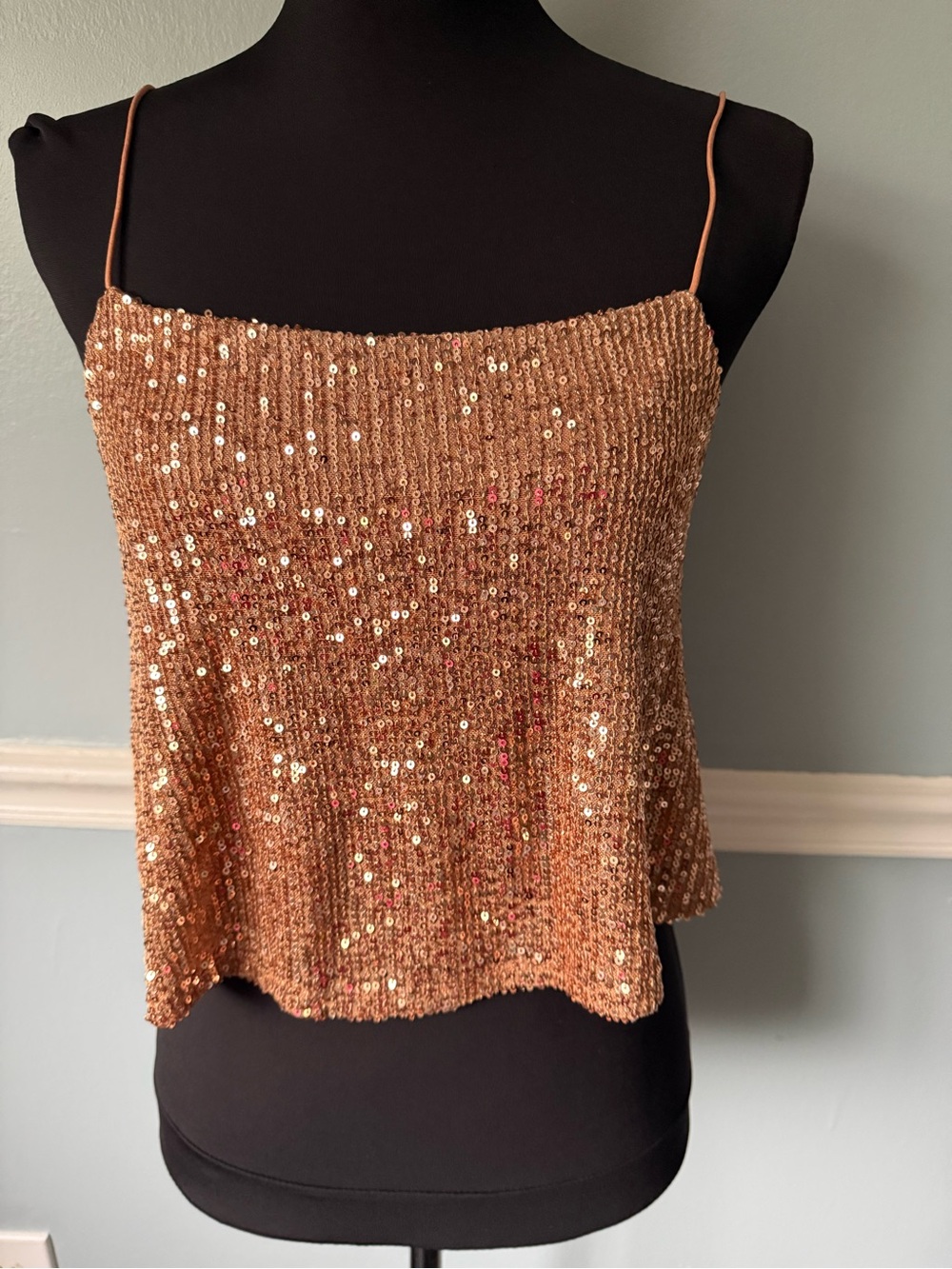 Gold Sequin Spaghetti Strap Camisole